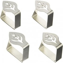 Kitchen Craft Set of 4 Leaf Shaped Stainless Steel Table Cloth Clips