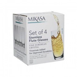 Mikasa Julie Set Of 4 Stemless Flute Glasses, 566ml
