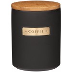 MasterClass Stoneware and Brass-Effect Coffee Canister with Airtight Bamboo Lid, 1 L (1.75 Pints) - Black