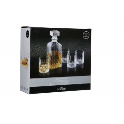 BarCraft Cut-Glass Whisky Decanter and Tumbler Gift Set  (5 Pieces)