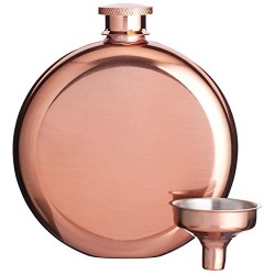 BarCraft Stainless Steel Mini Hip Flask with Decanting Funnel, 140 ml (5 fl oz) - Copper Effect
