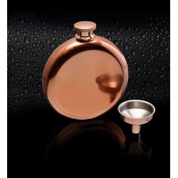 BarCraft Stainless Steel Mini Hip Flask with Decanting Funnel, 140 ml (5 fl oz) - Copper Effect