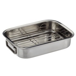 Kitchen Craft Small Stainless Steel Roasting Tin with Rack, 10.5" x 8" inches