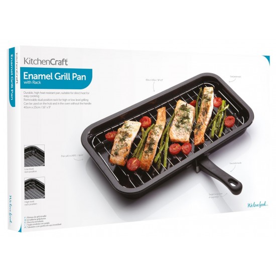 Shop quality Kitchen Craft Universal Enamel Grill Pan with Detachable Handle, 40 x 23 cm (15.5" x 9") - Black in Kenya from vituzote.com Shop in-store or online and get countrywide delivery!