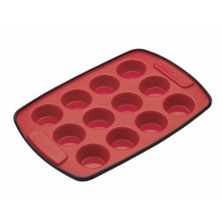 Master Class Smart Cake / Muffin Tin with 12 Hollows, Silicone, Red/Black, 29 x 20 x 16 cm
