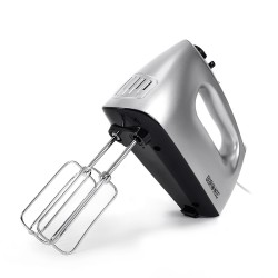 Duronic 5 Speed Hand Mixer with Turbo Function Silver -  ( Includes 2 X Metal Beaters + 2 X Metal Dough Hooks + 1 X Whisk + Smart Storage Box) 1 YR Warranty