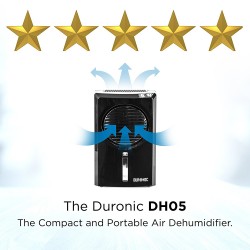 Duronic Mini Compact Black 500ml Portable Air Dehumidifier for Mould / Damp and Moisture - 1 YR Warranty