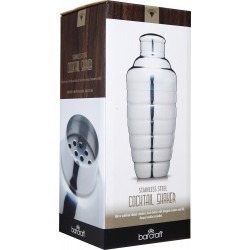 BarCraft Stainless Steel Mirror Polished Finish Cocktail Shaker, 500ml