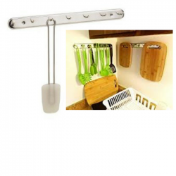 Kitchen Craft Chrome Plated Utensil Hanging Rack with 7 Hooks
