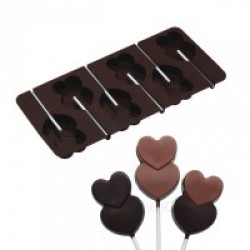 Kitchen Craft Silicone Heart Lollipop Mould, Chocolate, Measures 23cm (L) x 11.5cm (W)