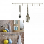 Kitchen Craft Stainless Steel Utensil 12 hook Hanging Rack - Silver - 52 cm