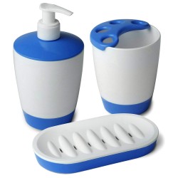 Tatay Kristal 3 Piece Set of Soap Dish, Toothbrush Holder, Soap Dispenser -Blue