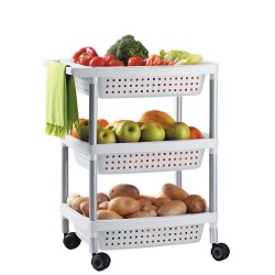 Tatay 3 -Tier Adjustable Vegetables Trolley + Wheels, white