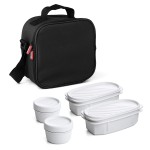 Tatay Black Urban Food Kit - 5 - Piece Set + Insulated Thermo Bag - Microwave & Fridge Safe & 4 BPA Free Containers
