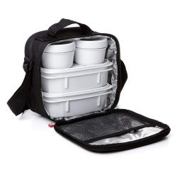 Tatay Black Urban Food Kit - 5 - Piece Set + Insulated Thermo Bag - Microwave & Fridge Safe & 4 BPA Free Containers