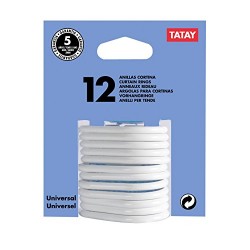 Tatay 12 Shower Curtain Hook Rings, White (12 Pieces)