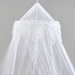 4U Bed canopy with Shiny Sequins - White