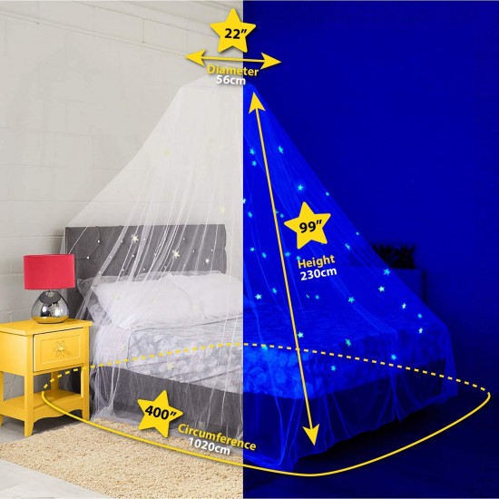 Mosquito Nets : 4U Stars Glow in the Dark Kids Mosquito Net