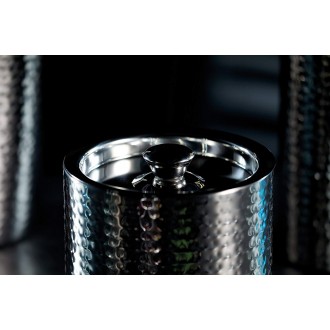 BarCraft Stainless Steel Ice Bucket with Lid and Tongs, 1.5 litres - Hammered Finish