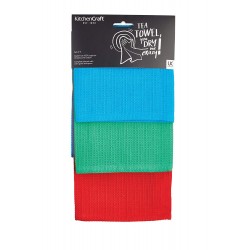 Kitchen Craft Super-Absorbent 100% Cotton Waffle-Weave Tea Towels - (Set of 3)