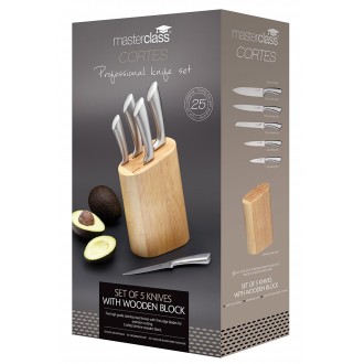 Master Class Cortes 5-Piece Stainless Steel Knife Set and Knife Block