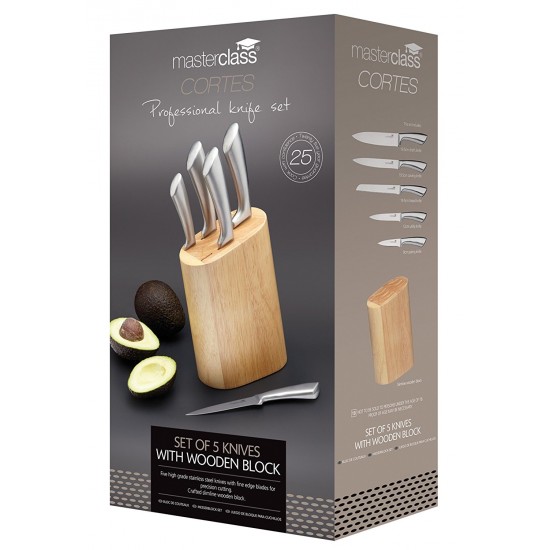 Master Class Cortes 5-Piece Stainless Steel Knife Set and Knife Block, MCKNB60 Shop quality Master Class Cortes 5-Piece Stainless Steel Knife Set and Knife Block in Kenya from vituzote.com Shop in-store or online and get countrywide delivery!