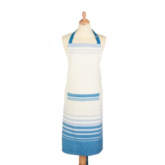 Kitchen Craft 'Jacquard Stripe' Adjustable 100% Cotton Printed Cooking Apron - Cream / Blue