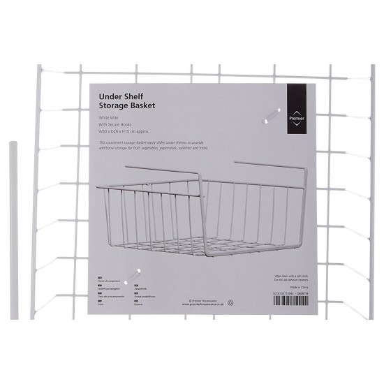 Premier Under Shelf Storage Basket - White - 11.5 inches width x 10 inches long x 6 inches long, 0509719 Shop quality Premier Under Shelf Storage Basket - White - 11.5 inches width x 10 inches long x 6 inches long in Kenya from vituzote.com Shop in-store or get countrywide delivery!