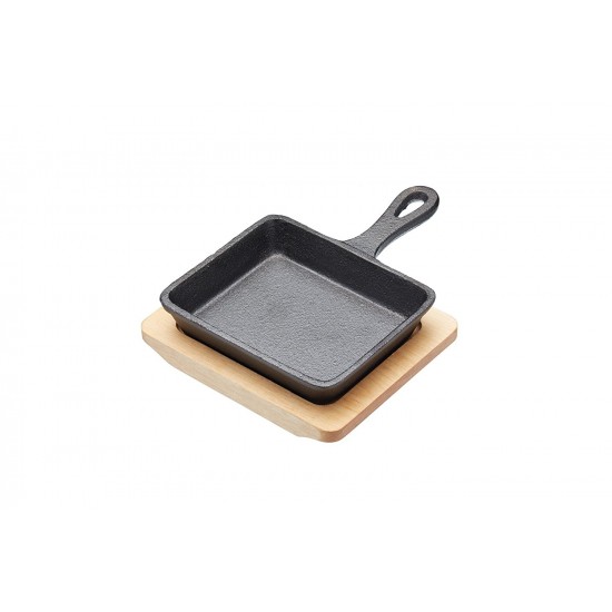 Shop quality Artesà Mini Cast Iron Frying Pan with Wooden Serving Board,  (5" x 4") - Rectangular in Kenya from vituzote.com Shop in-store or online and get countrywide delivery!