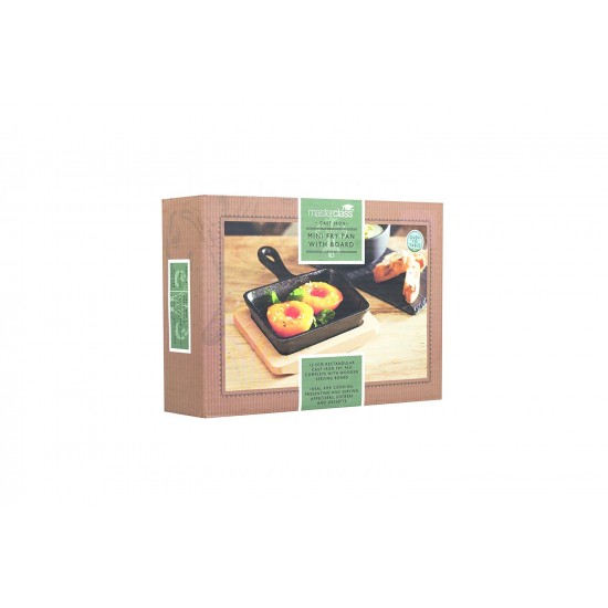 Shop quality Artesà Mini Cast Iron Frying Pan with Wooden Serving Board,  (5" x 4") - Rectangular in Kenya from vituzote.com Shop in-store or online and get countrywide delivery!