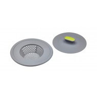 Kitchen Craft 2-in-1 Plastic Plug and Sink Strainer, 11.5 cm (4.5") - Grey/Green