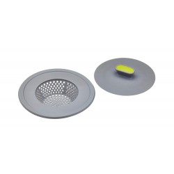 Kitchen Craft 2-in-1 Plastic Plug and Sink Strainer, 11.5 cm (4.5") - Grey/Green