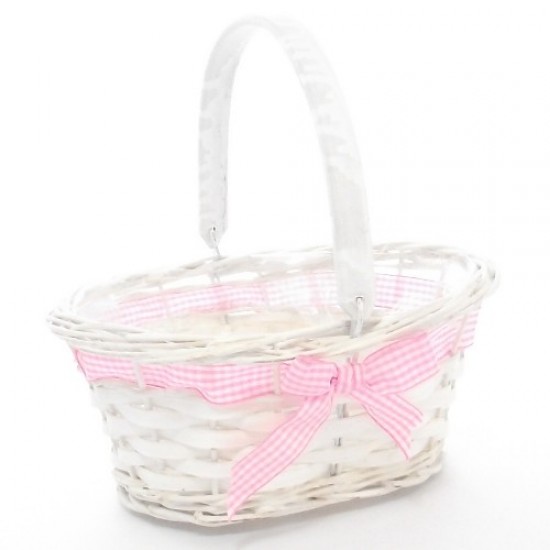 Shop quality Rainbow Oval Planting Basket with Gingham Ribbon Bow and Wooden Handle White/Pink, 25cm in Kenya from vituzote.com Shop in-store or online and get countrywide delivery!