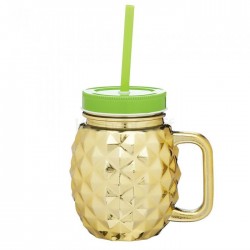 Bar Craft Glass 'Pineapple' Drinking Jar, 400ml