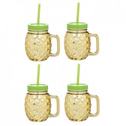 Bar Craft Glass 'Pineapple' Drinking Jar, 400ml