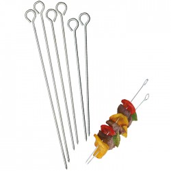 Kitchen Craft Barbecue Kebab Skewers (Set of 6 Assorted -15 cm (6"), 18 cm (7") and 20 cm (8") Metal Skewer Sticks)