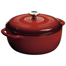 Lodge Enameled Cast Iron Dutch Oven, Red, 5.6 Liters - Oven-safe to 500 degrees F