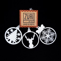 Zuri Christmas Ornaments - Set of 3 - Made in Kenya