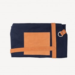 Adelphi Navy Blue Hard-wearing Canvas Apron, Unisex, with 3 Full Leather Large Pockets - Made in Kenya