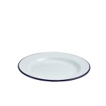Neville Genware Enamel Wide Rim Plate White & Blue 24cm
