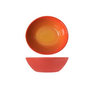 Neville Genware Sunset Orange Atlantis Melamine Oval Bowl 23 x 20.5 x 7.5cm