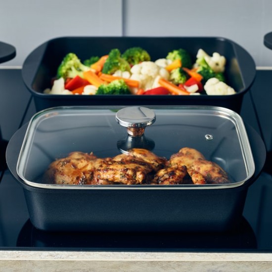 Neville GenWare Glass Lid For Cast Aluminium Roaster 35 x 22cm