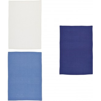 Kitchen Craft Cotton Waffle Tea Towels -  Blues