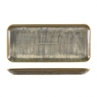 Neville Genware Terra Porcelain Matt Grey Narrow Rectangular Platter 36 x 16.5cm