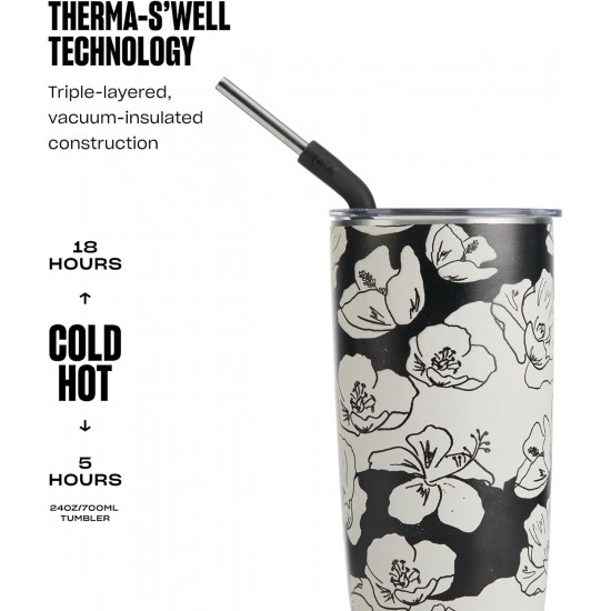 S'well Charcoal Bloom Tumbler, 700ml S'well Charcoal Bloom Tumbler, 700ml