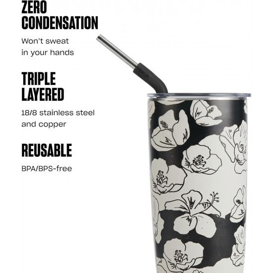 S'well Charcoal Bloom Tumbler, 700ml S'well Charcoal Bloom Tumbler, 700ml