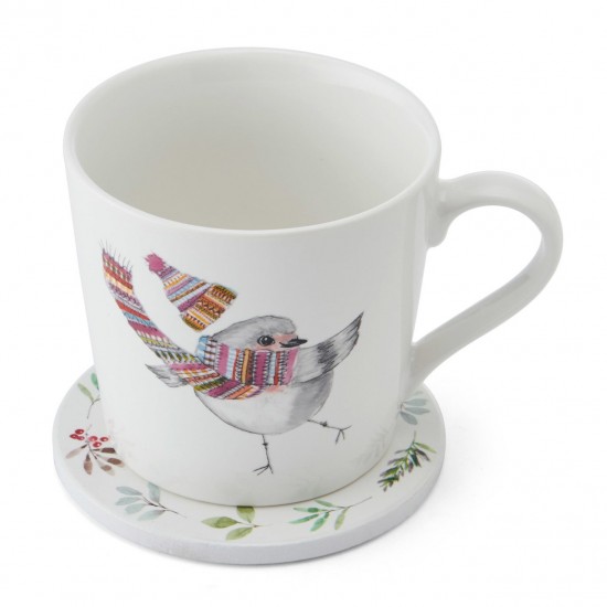 Mikasa TipperleyHill Robin Fine China Mug and Coaster Set, 380ml Mikasa TipperleyHill Robin Fine China Mug and Coaster Set, 380ml