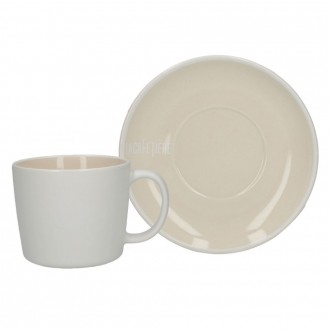 La Cafetière Barcelona Modern Style Ceramic Coffee Cup and Saucer Set, 300ml