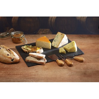 Artesà Slate Cheese Board and Knife Set in Gift Box, 4 Pieces