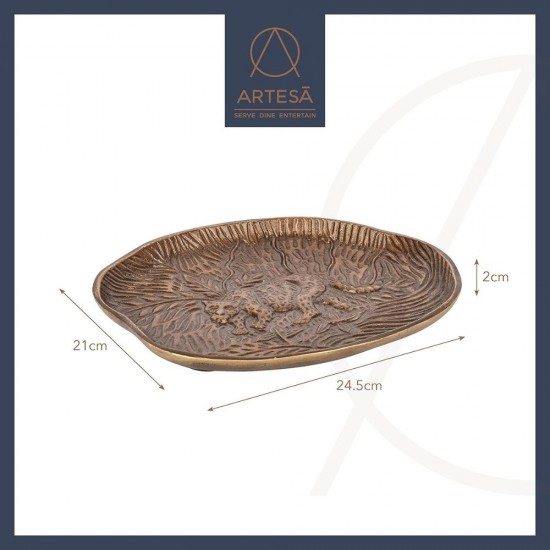 Shop quality Artesà Oval Serving Platter, Rustic Embossed Metal Plate with Leopard Design, 24 x 21cm in Kenya from vituzote.com Shop in-store or online and get countrywide delivery!